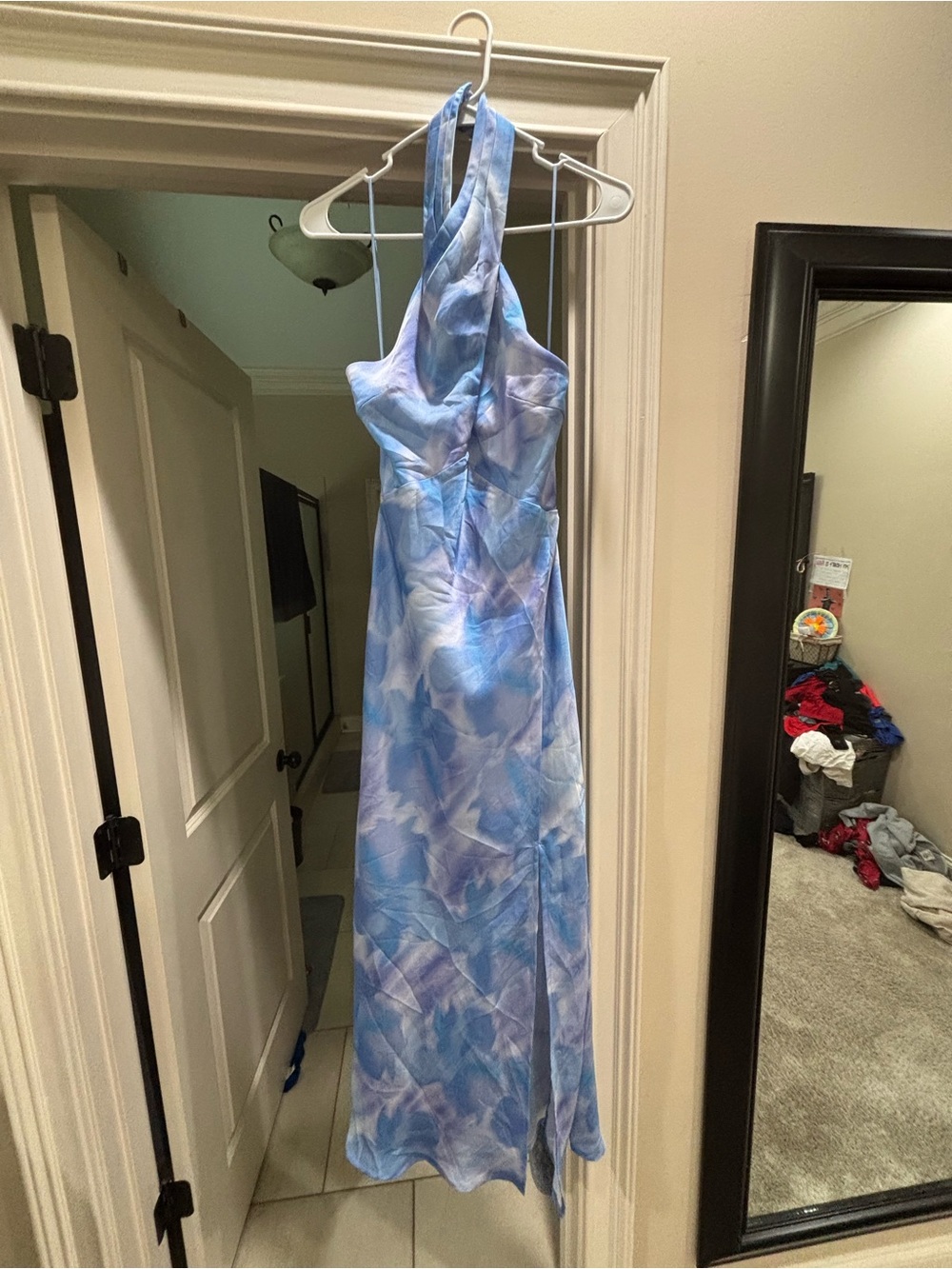 Astr Sky Blue & Lavender Halter Maxi Dress